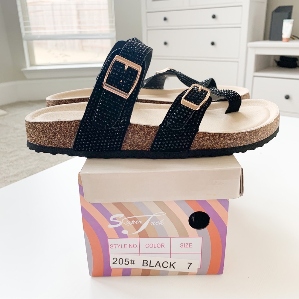 SuperJack Black Slide Sandals #205 - Picture 8 of 8